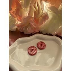 Pampilles interchangeables résine rose pailletée ronde | Créa by Vanou