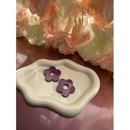 Pampilles fleurs violette pailletée – Créa by Vanou