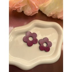 Pampilles fleurs violette pailletée – Créa by Vanou