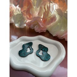 Pampilles bleu et verte pailletée 55mm – Créa by Vanou