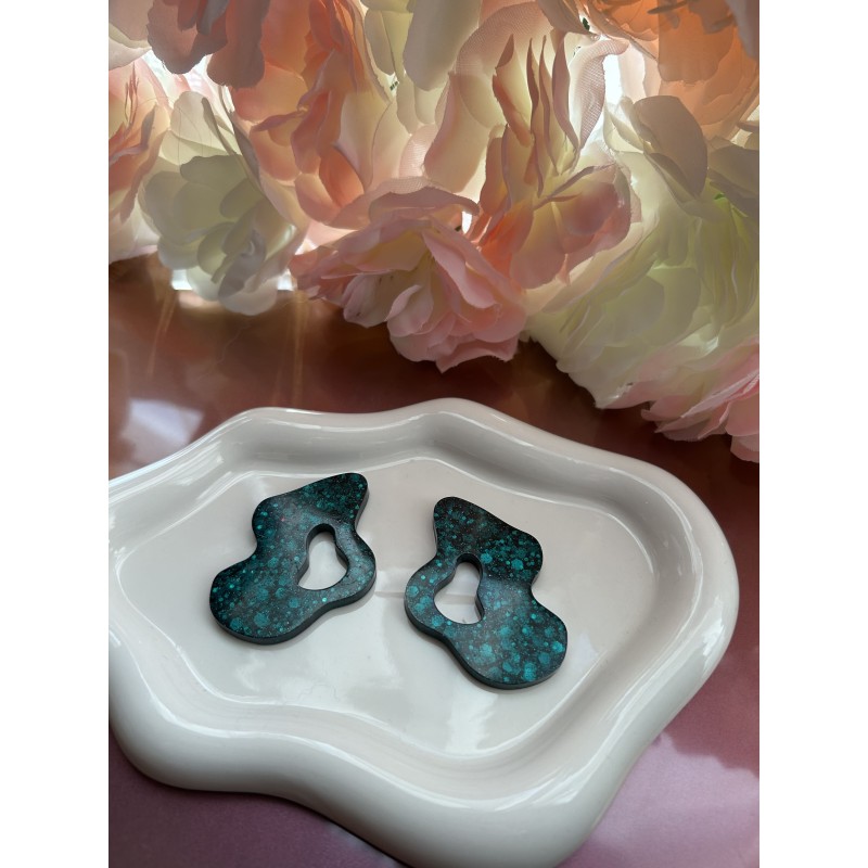 Pampilles bleu et verte pailletée 55mm – Créa by Vanou