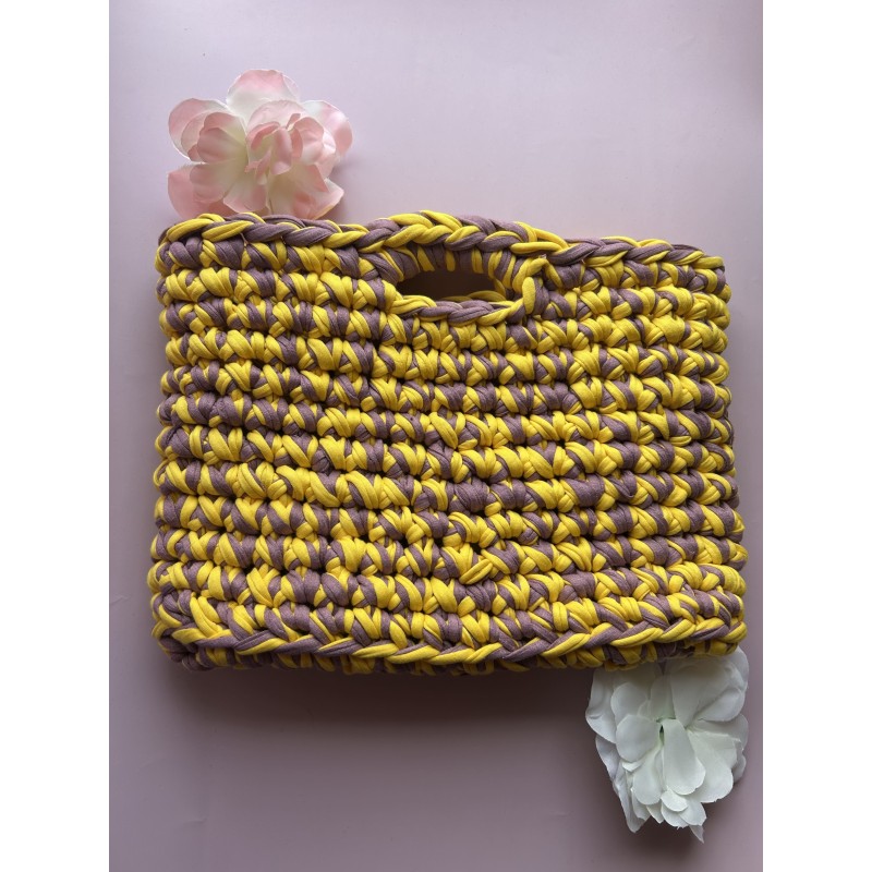 Sac Créalya taille M jaune et lila crochet fait main – Créa by Vanou