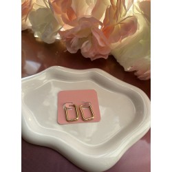 Créoles rectangle acier inoxydable teinte doré 20 mm – Créa by Vanou