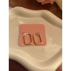 Créoles rectangle acier inoxydable teinte doré 20 mm – Créa by Vanou