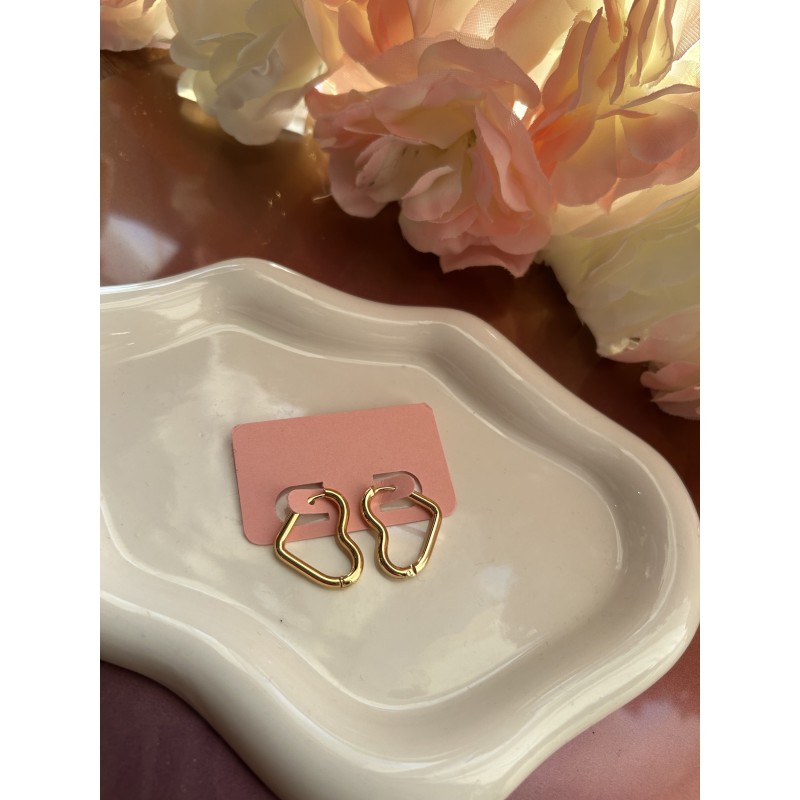 Créoles cœur acier inoxydable teinte doré 20 mm – Créa by Vanou