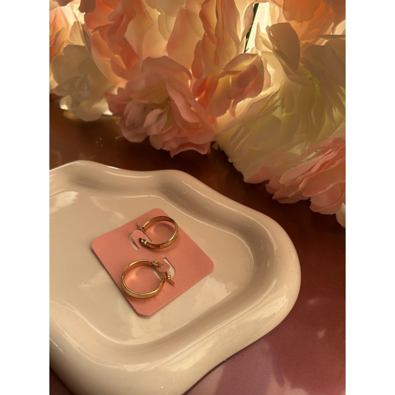 Créoles rondes motifs acier inoxydable teinte doré 20 mm – Créa by Vanou