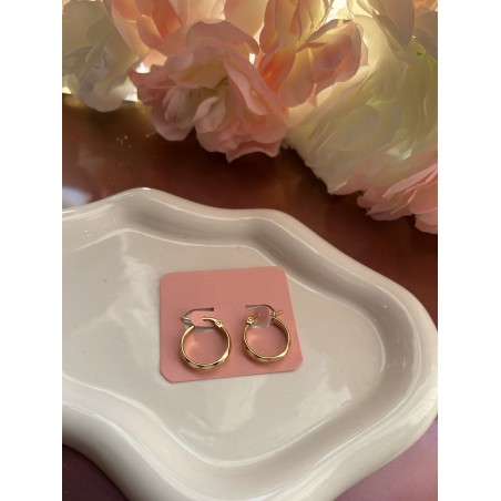 Créoles rondes motifs acier inoxydable teinte doré 15 mm – Créa by Vanou