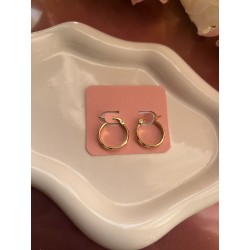 Créoles rondes motifs acier inoxydable teinte doré 15 mm – Créa by Vanou