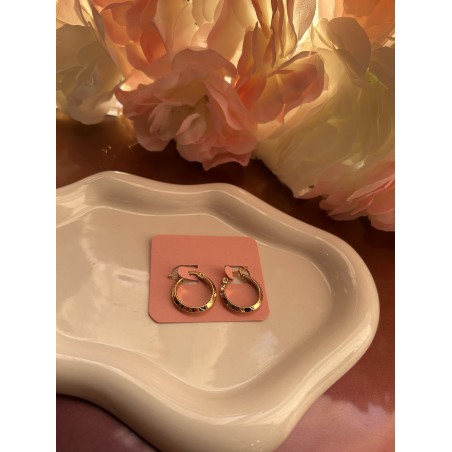 Créoles rondes à motifs acier inoxydable teinte doré 20 mm – Créa by Vanou