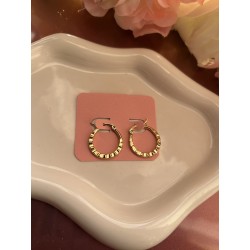 Créoles rondes à motifs acier inoxydable teinte doré 20 mm – Créa by Vanou