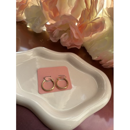 Créoles rondes à motifs acier inoxydable teinte doré 20 mm – Créa by Vanou