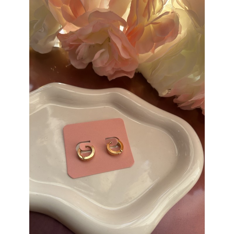 Créoles rondes acier inoxydable teinte doré 13 mm – Créa by Vanou