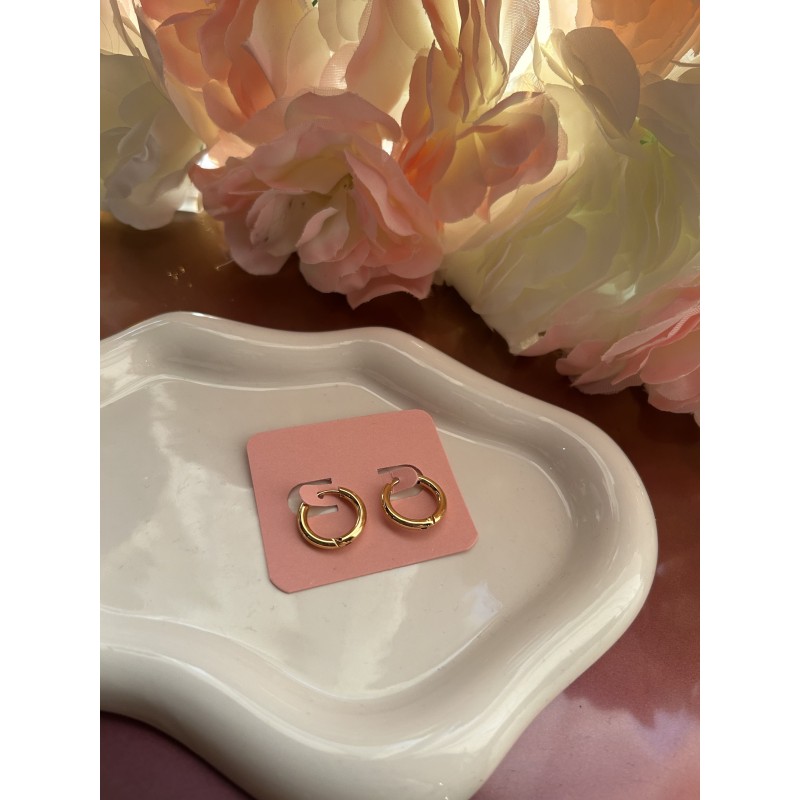 Créoles rondes acier inoxydable teinte doré 15 mm – Créa by Vanou