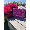 Sac Créalya M – Fuchsia rayé rose & blanc