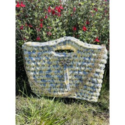 Sac Créalya M – Jaune rayé blanc & gris